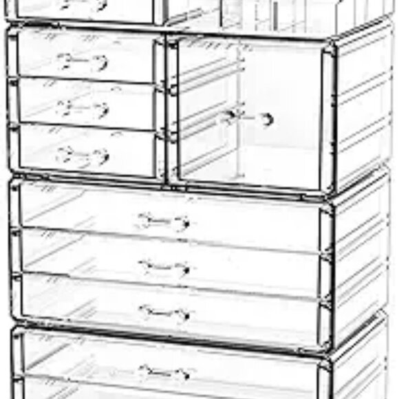Clear Acrylic Makeup Organizer 11 Drawer Stackable Vanity Storage Box - Picture 7 of 7